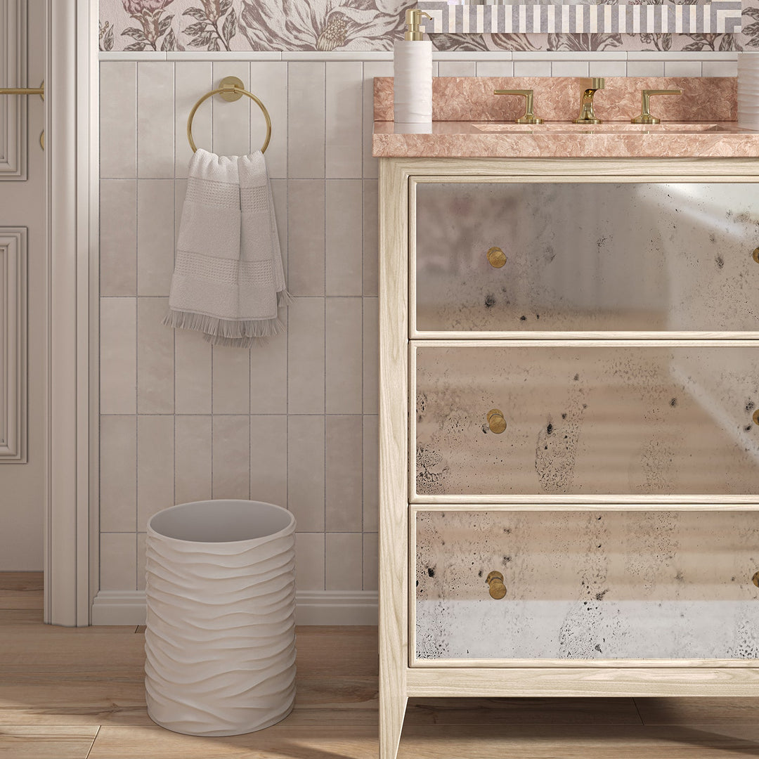 Solin, White, Wastebasket, Round, Lacquer Resin