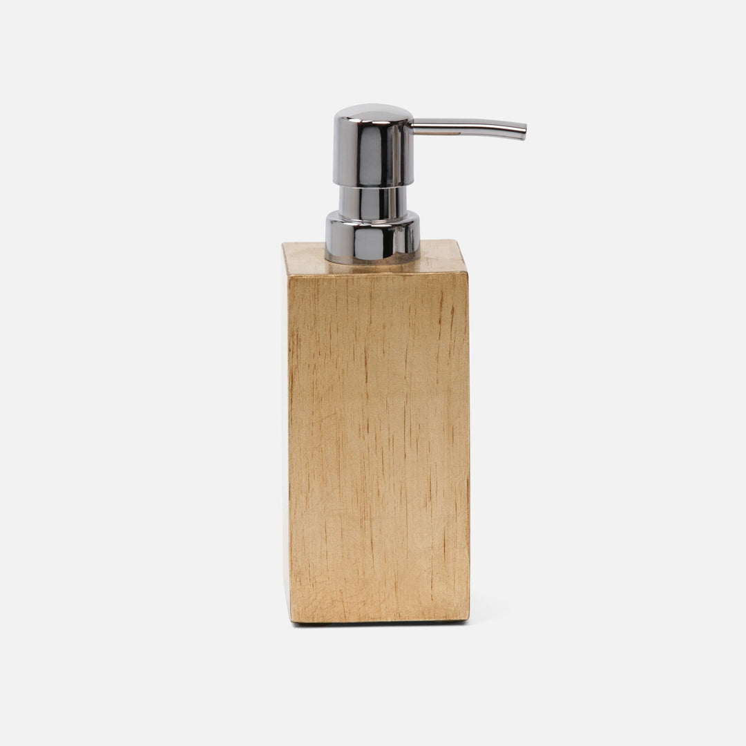 Tanlay, Antiqued Gold, Soap Pump, Square Straight, Leaf