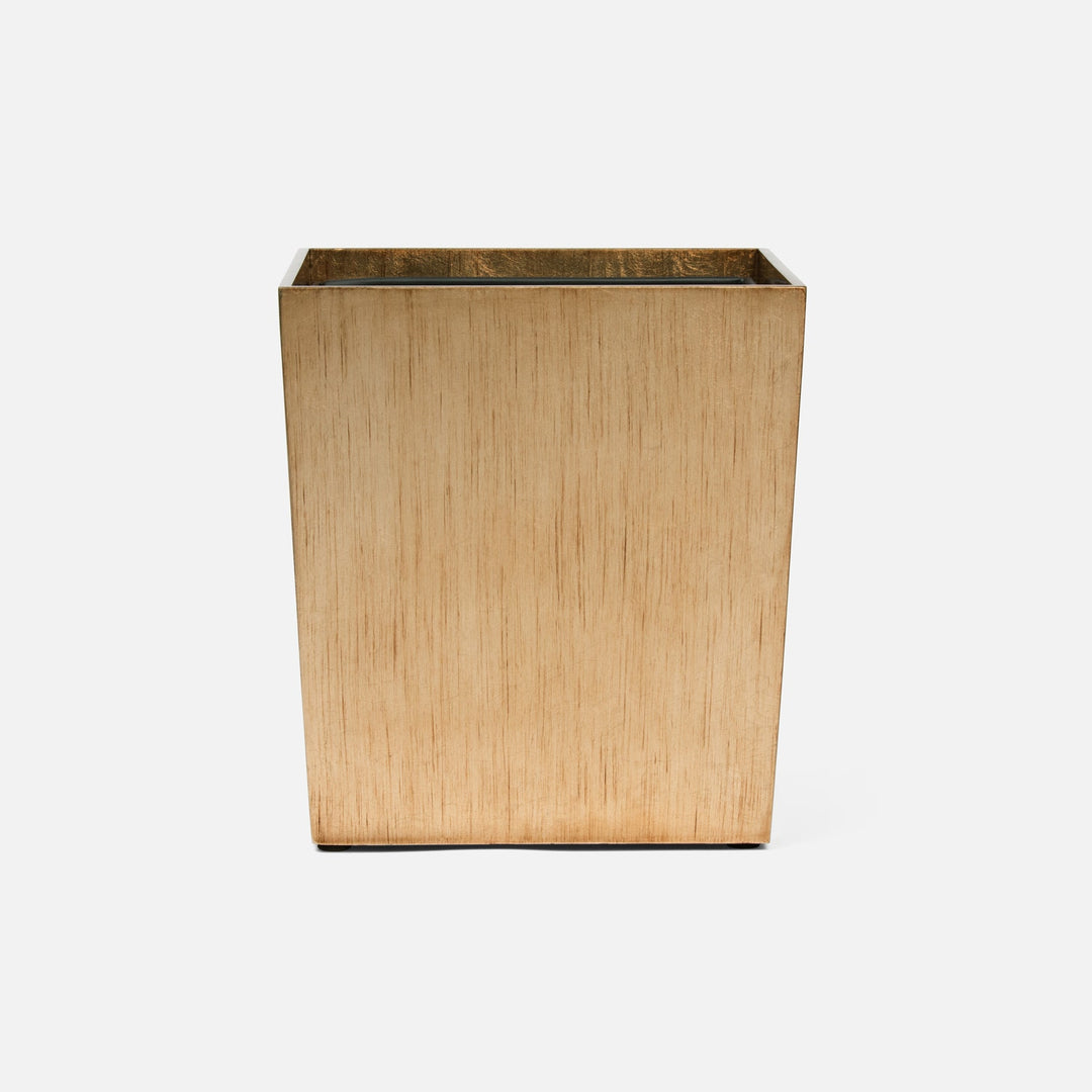 Tanlay, Antiqued Gold, Wastebasket, Rectangular Tapered, Leaf
