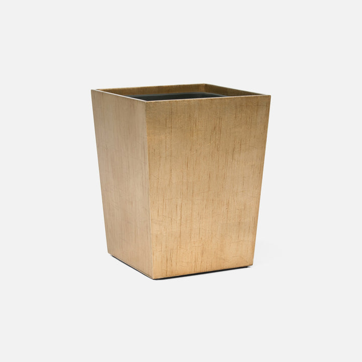 Tanlay, Antiqued Gold, Wastebasket, Square Tapered, Leaf