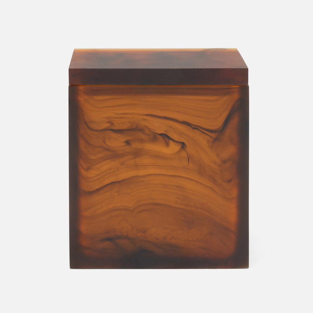 Tavira, Amber/Black, Canister, Square Straight, Large, Swirled Resin