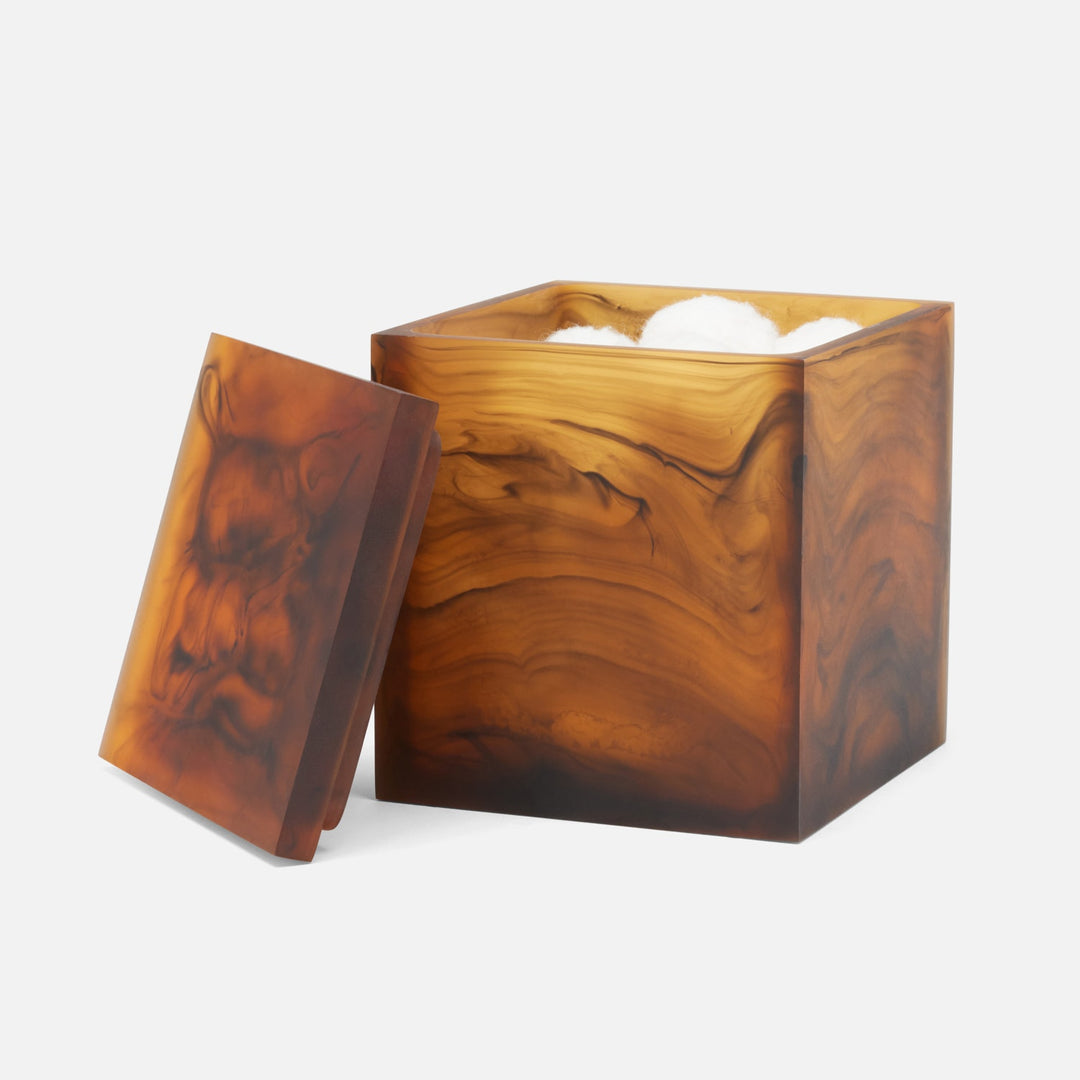 Tavira, Amber/Black, Canister, Square Straight, Large, Swirled Resin