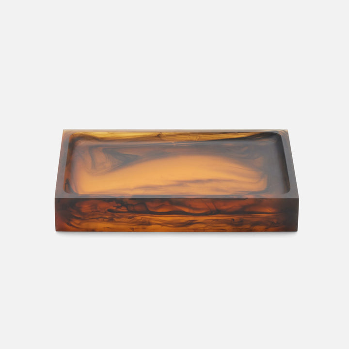 Tavira, Amber/Black, Soap Dish, Rectangular Straight, Swirled Resin