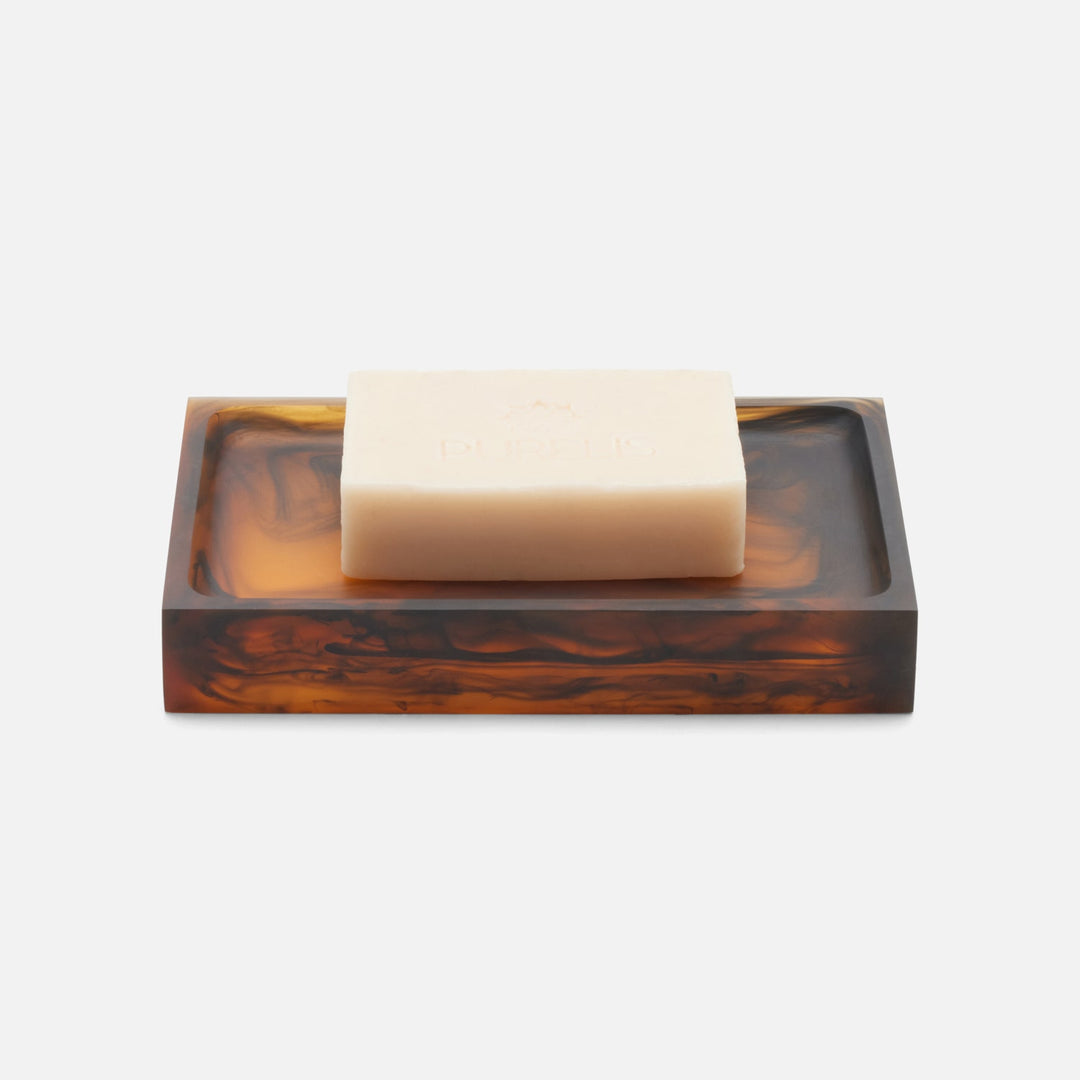 Tavira, Amber/Black, Soap Dish, Rectangular Straight, Swirled Resin