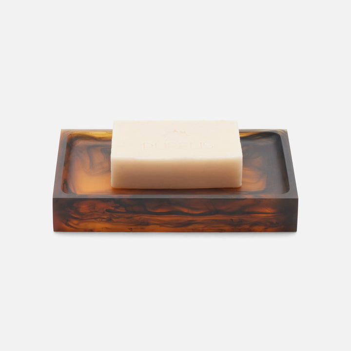 Tavira, Amber/Black, Soap Dish, Rectangular Straight, Swirled Resin