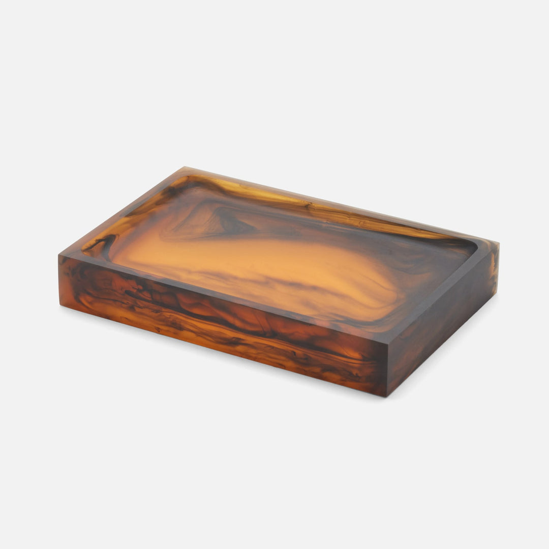 Tavira, Amber/Black, Soap Dish, Rectangular Straight, Swirled Resin