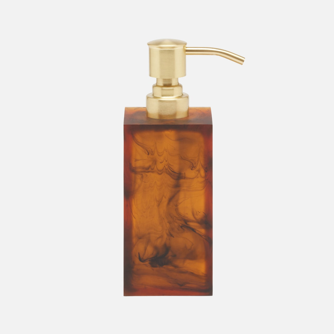 Tavira, Amber/Black, Soap Pump, Square Straight, Swirled Resin