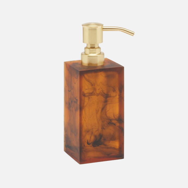 Tavira, Amber/Black, Soap Pump, Square Straight, Swirled Resin