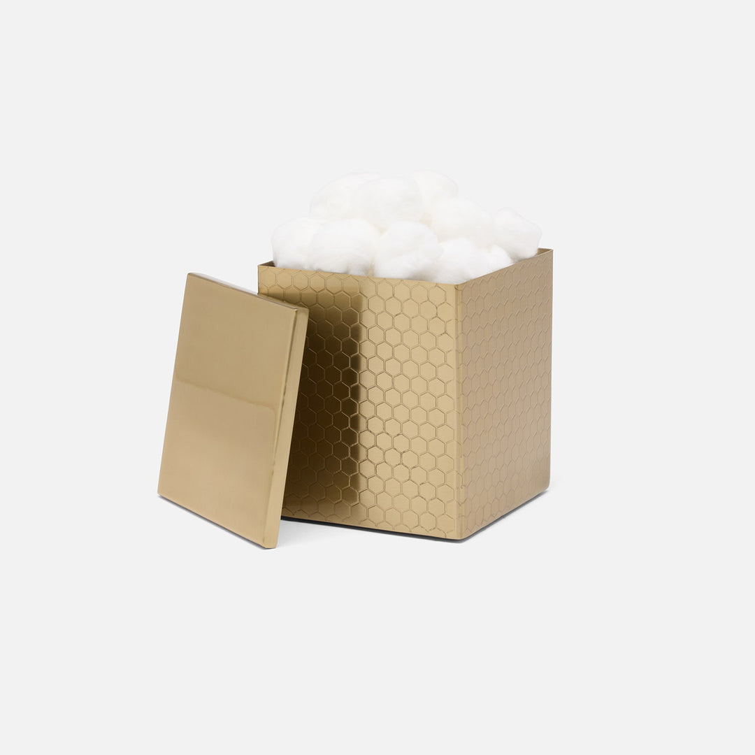Temara, Champagne Gold, Canister, Square Straight, Large, Honeycomb Textured Stainless Steel