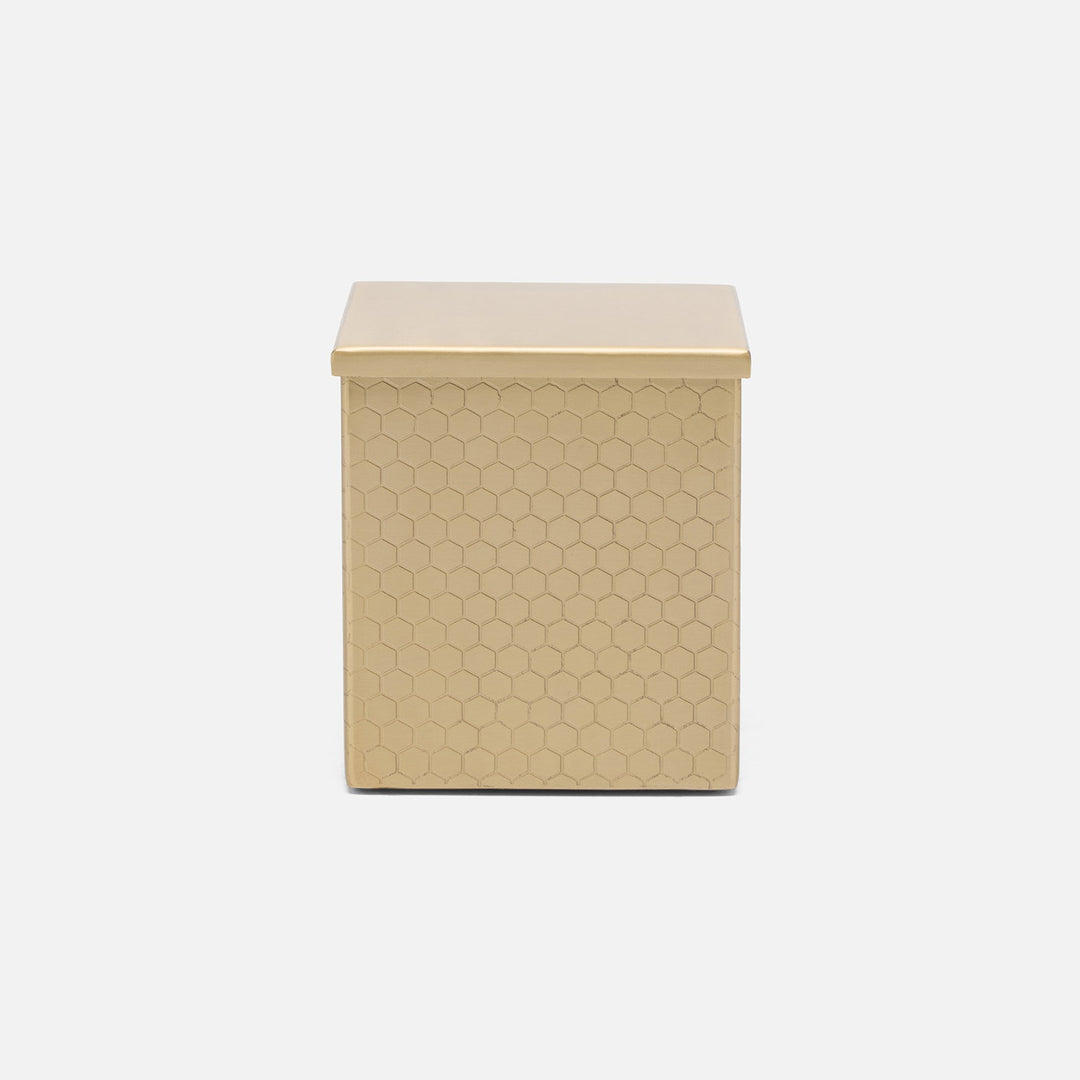Temara, Champagne Gold, Canister, Square Straight, Large, Honeycomb Textured Stainless Steel