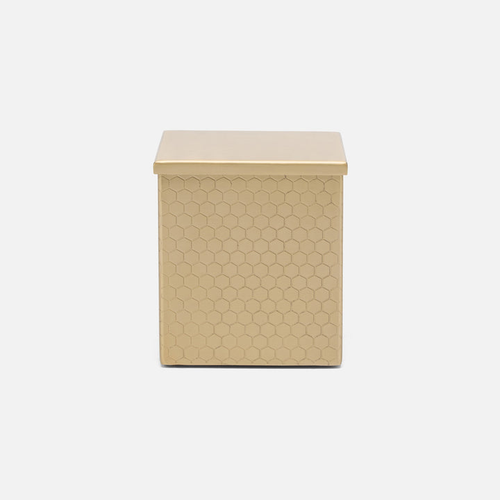 Temara, Champagne Gold, Canister, Square Straight, Large, Honeycomb Textured Stainless Steel