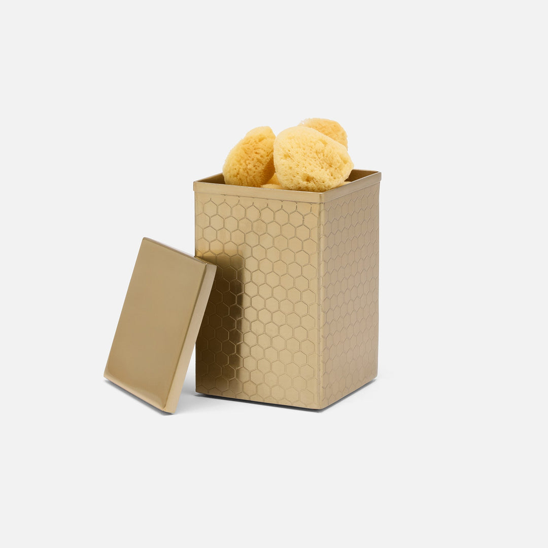 Temara, Champagne Gold, Canister, Square Straight, Small, Honeycomb Textured Stainless Steel