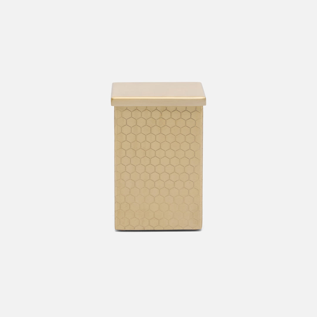 Temara, Champagne Gold, Canister, Square Straight, Small, Honeycomb Textured Stainless Steel