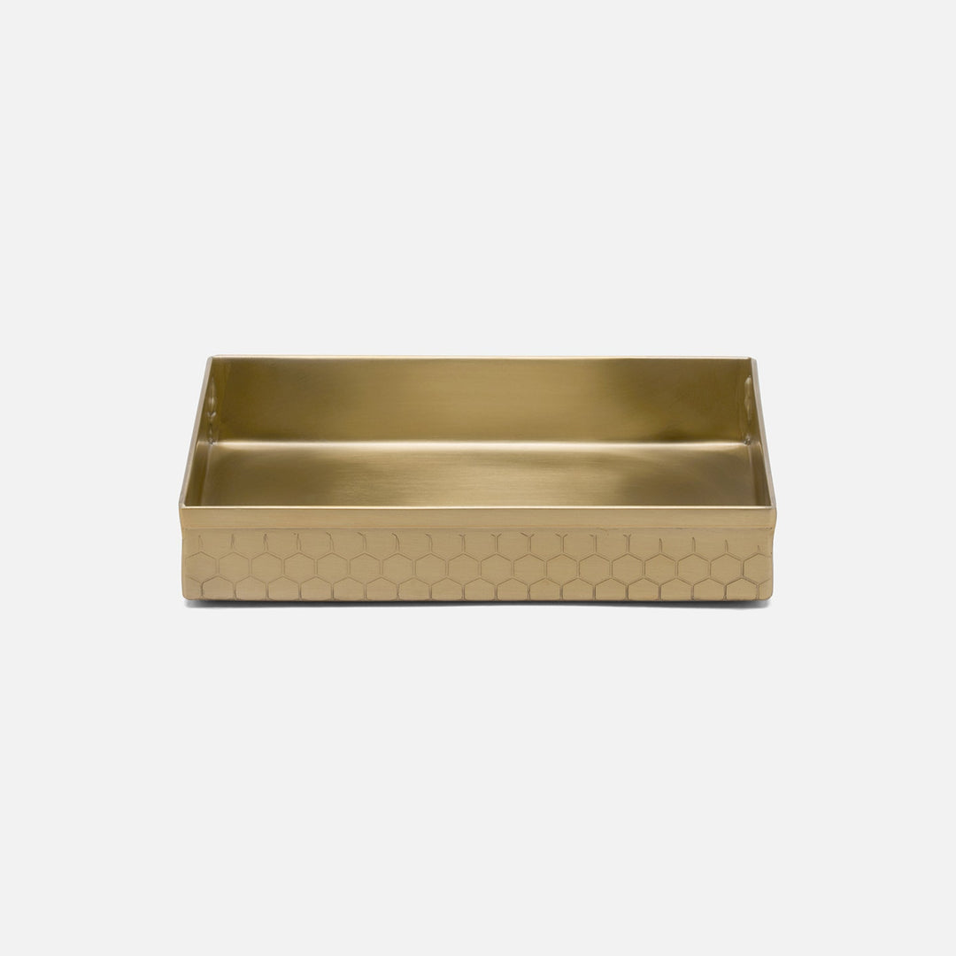 Temara, Champagne Gold, Soap Dish, Rectangular Straight, Honeycomb Textured Stainless Steel