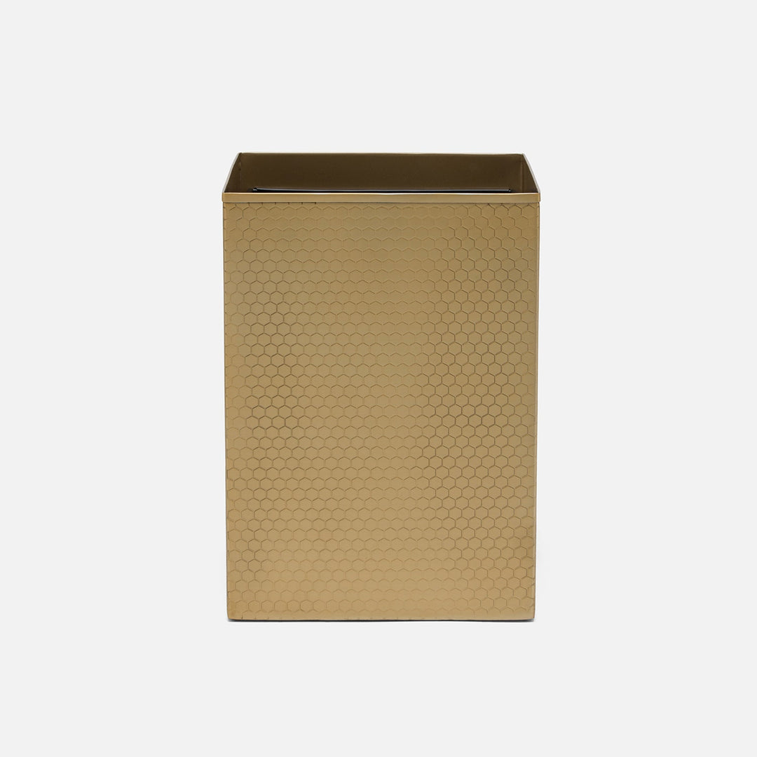 Temara, Champagne Gold, Wastebasket, Square Straight, Honeycomb Textured Stainless Steel