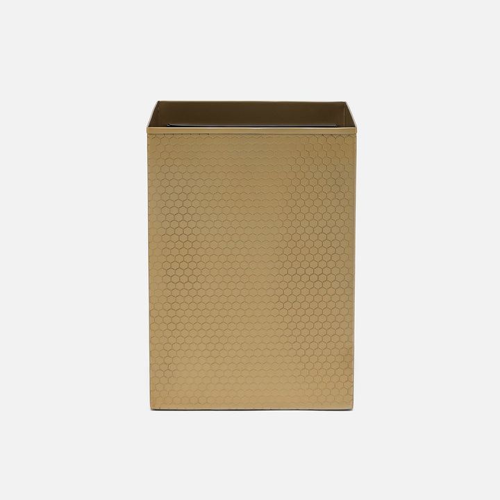 Temara, Champagne Gold, Wastebasket, Square Straight, Honeycomb Textured Stainless Steel