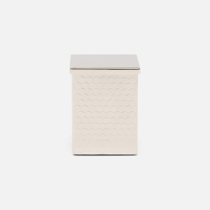 Temara, Shiny Nickel, Canister, Square Straight, Small, Honeycomb Textured Stainless Steel