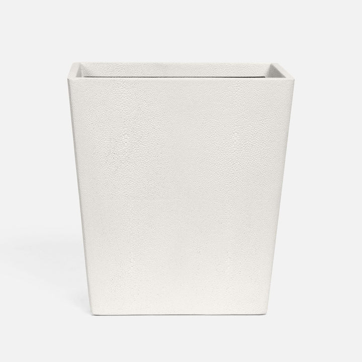 Tenby, Blanc Br, Wastebasket, Rectangular Tapered, Realistic Faux Shagreen