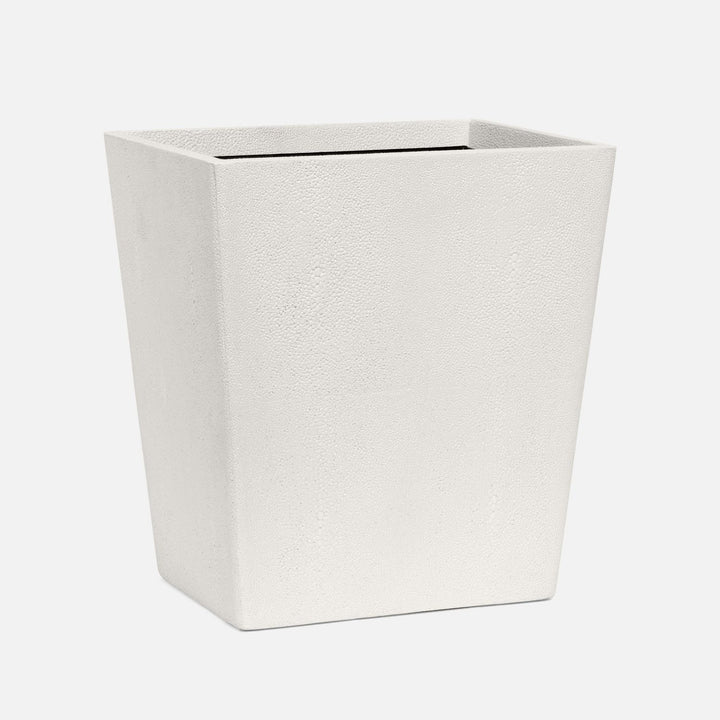 Tenby, Blanc Br, Wastebasket, Rectangular Tapered, Realistic Faux Shagreen