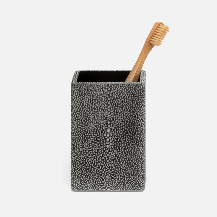 Tenby, Cool Gray, Brush Holder, Square Straight, Realistic Faux Shagreen