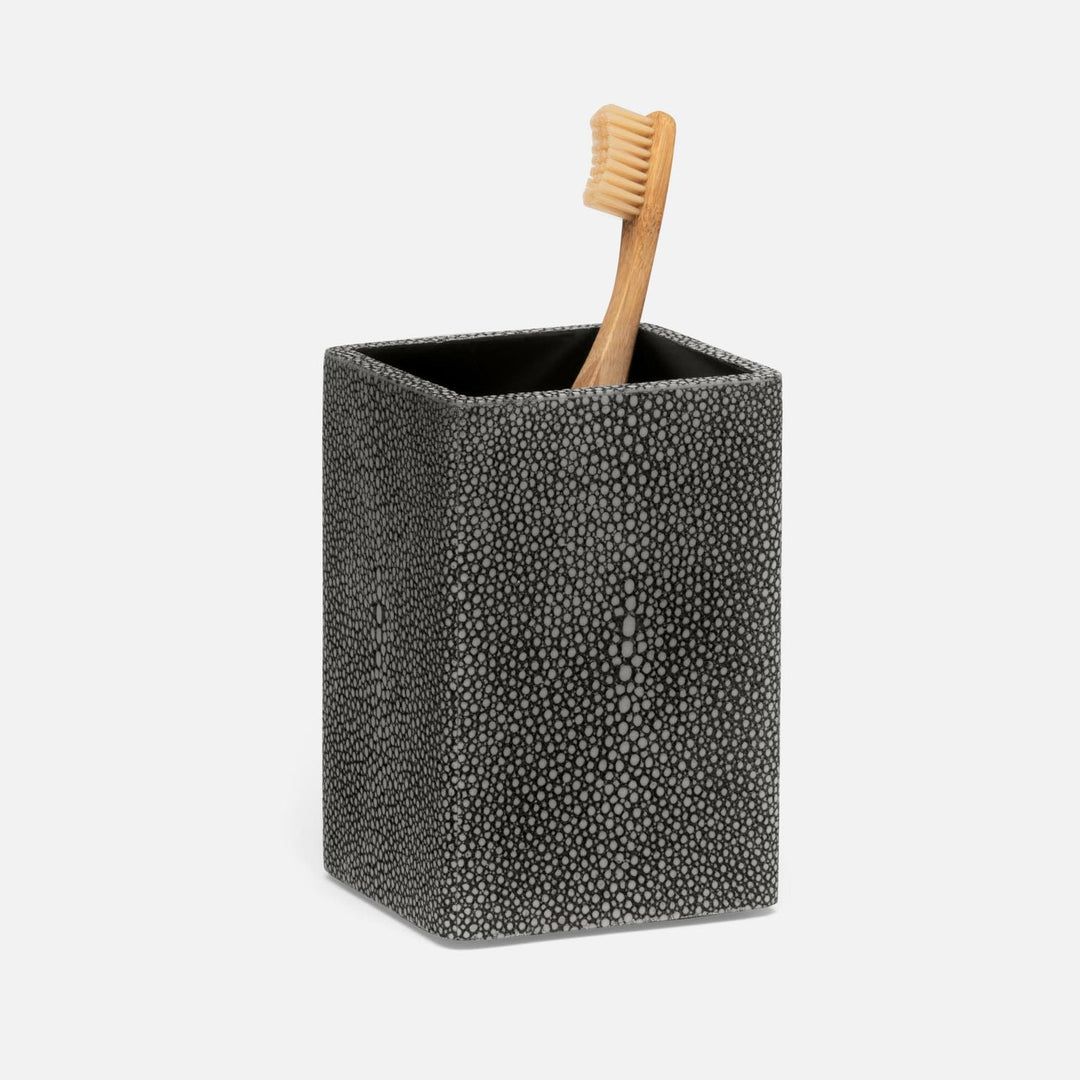 Tenby, Cool Gray, Brush Holder, Square Straight, Realistic Faux Shagreen