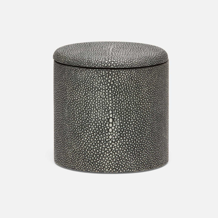 Tenby, Cool Gray, Canister, Large, Round, Realistic Faux Shagreen