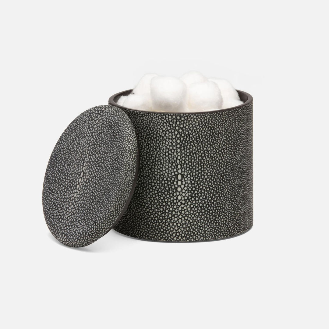 Tenby, Cool Gray, Canister, Large, Round, Realistic Faux Shagreen