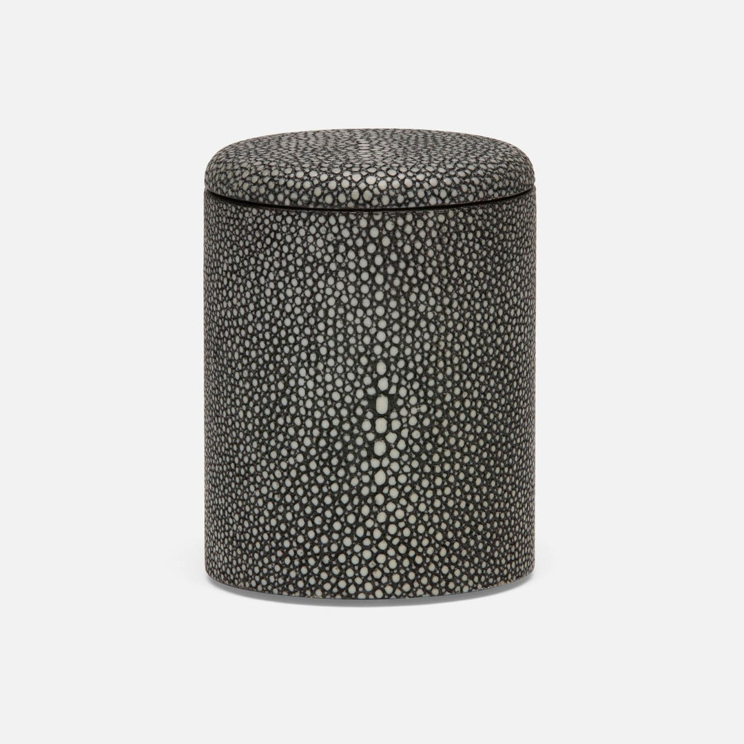 Tenby, Cool Gray, Canister, Small, Round, Realistic Faux Shagreen
