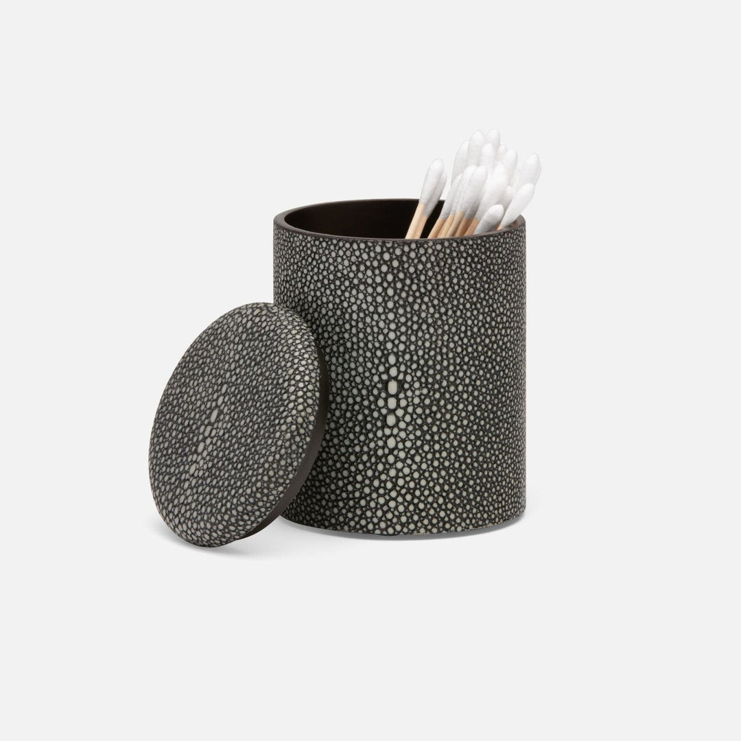 Tenby, Cool Gray, Canister, Small, Round, Realistic Faux Shagreen