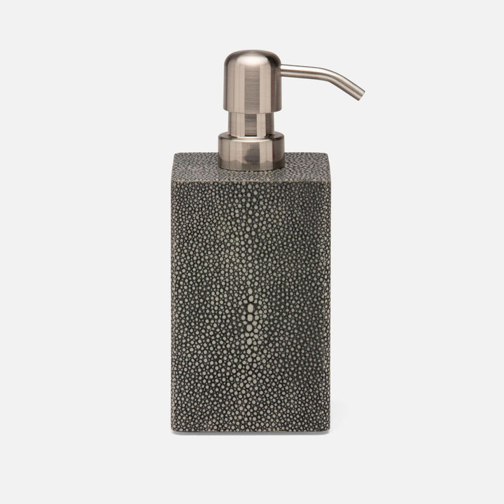 Tenby, Cool Gray, Soap Pump, Square Straight, Realistic Faux Shagreen