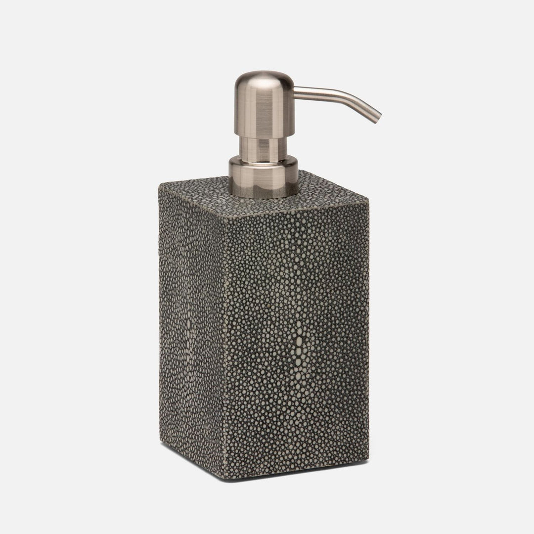 Tenby, Cool Gray, Soap Pump, Square Straight, Realistic Faux Shagreen