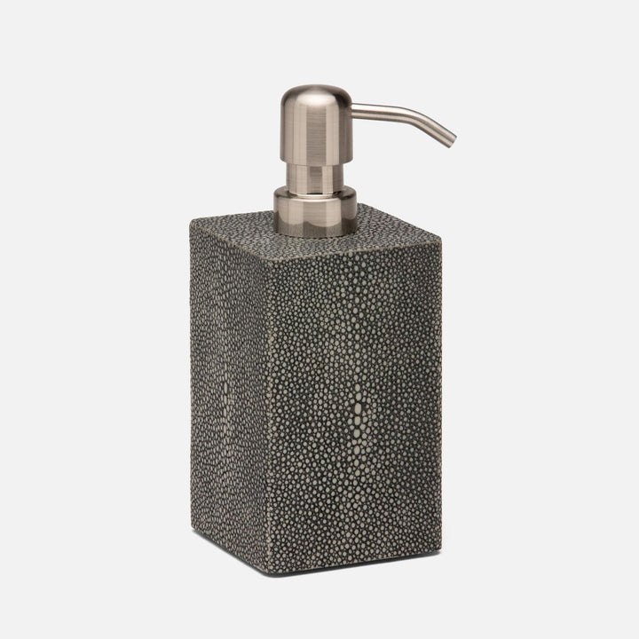 Tenby, Cool Gray, Soap Pump, Square Straight, Realistic Faux Shagreen