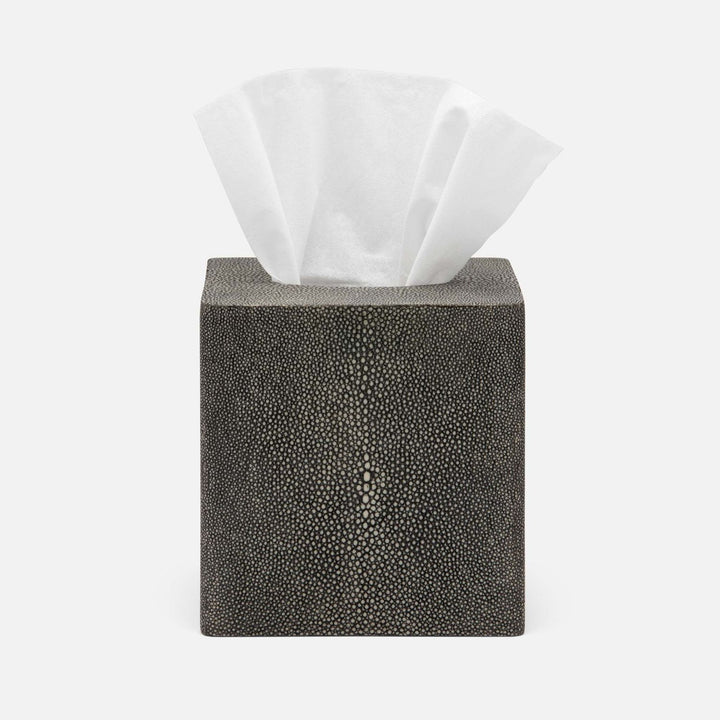 Tenby, Cool Gray, Tissue Box, Square Straight, Realistic Faux Shagreen