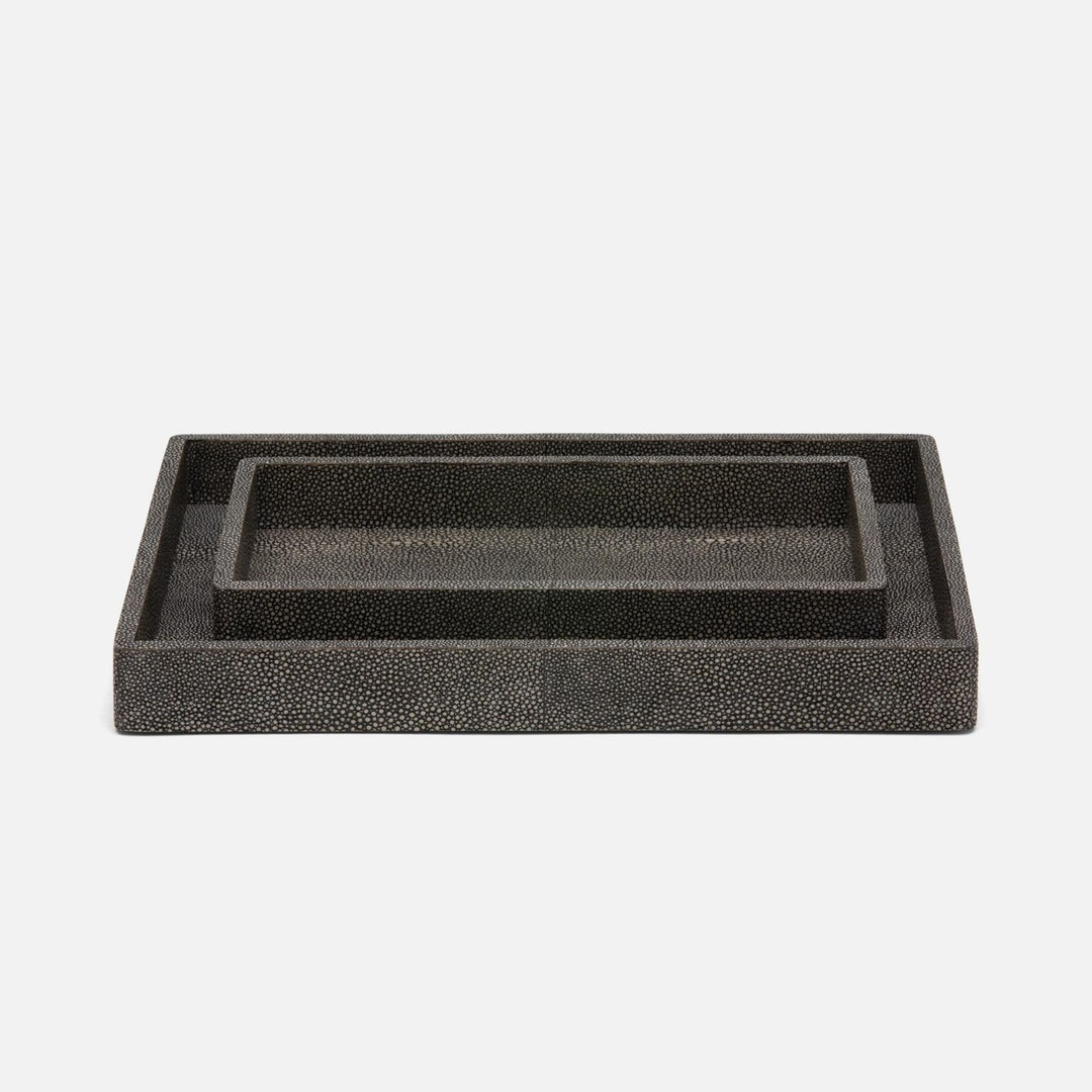 Tenby, Cool Gray, Nested Trays, Rectangular Straight, Realistic Faux Shagreen, S/2