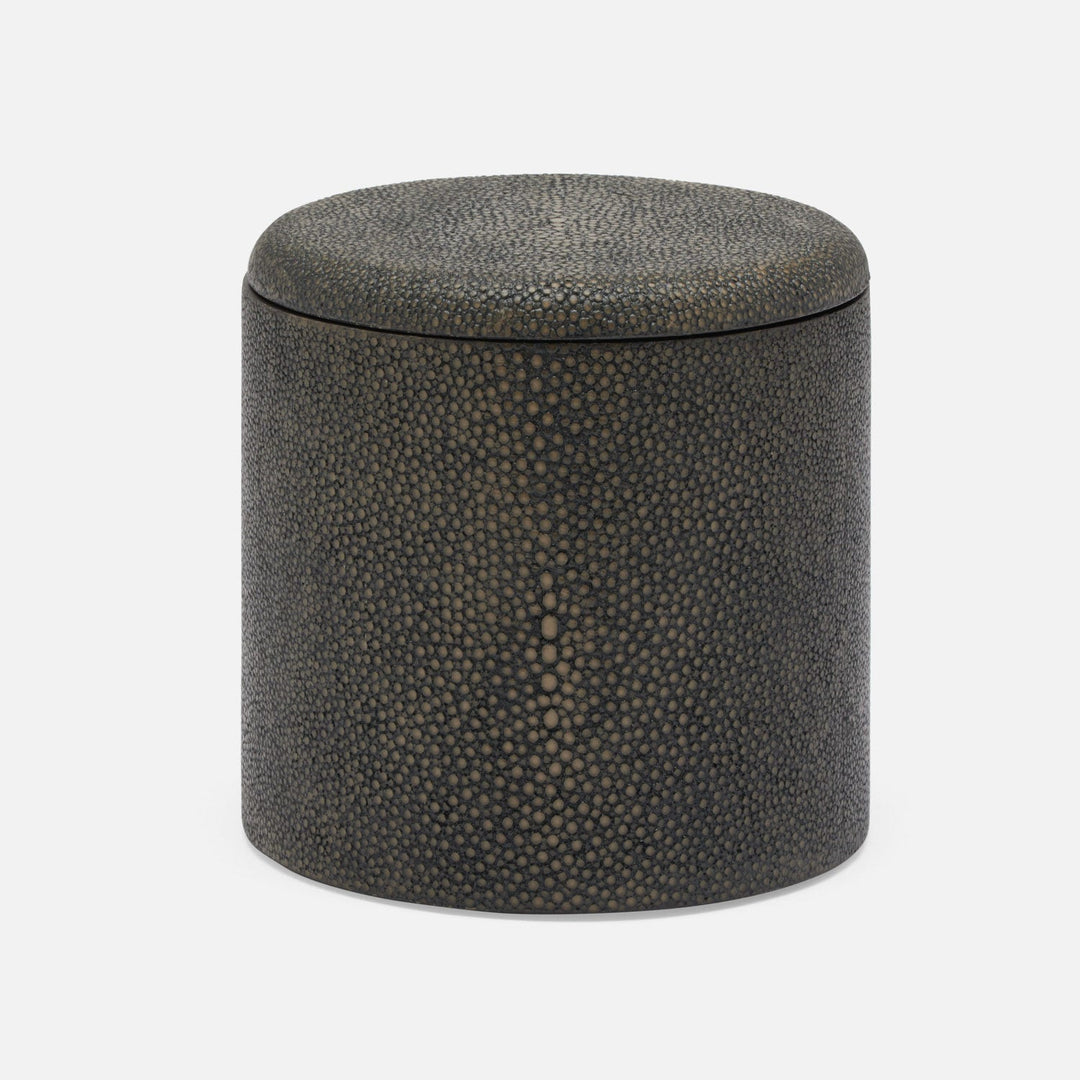 Tenby, Dark Mushroom, Canister, Round, Realistic Faux Shagreen