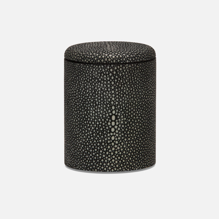 Tenby, Dark Mushroom, Narrow Canister, Round, Realistic Faux Shagreen