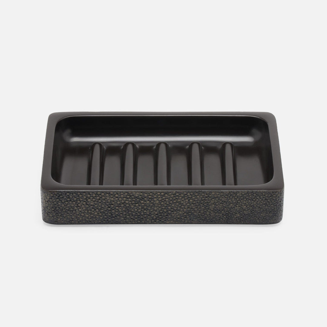 Tenby, Dark Mushroom, Soap Dish, Rectangular Straight, Realistic Faux Shagreen
