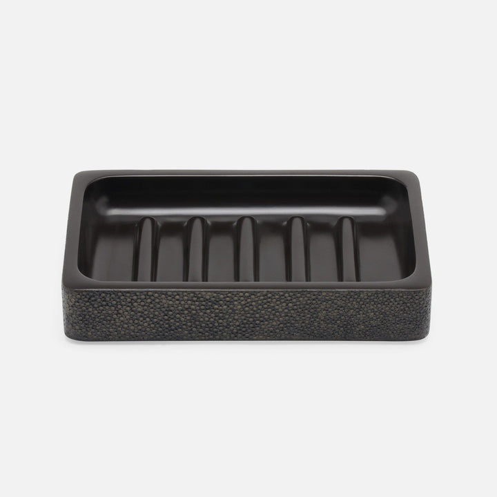 Tenby, Dark Mushroom, Soap Dish, Rectangular Straight, Realistic Faux Shagreen