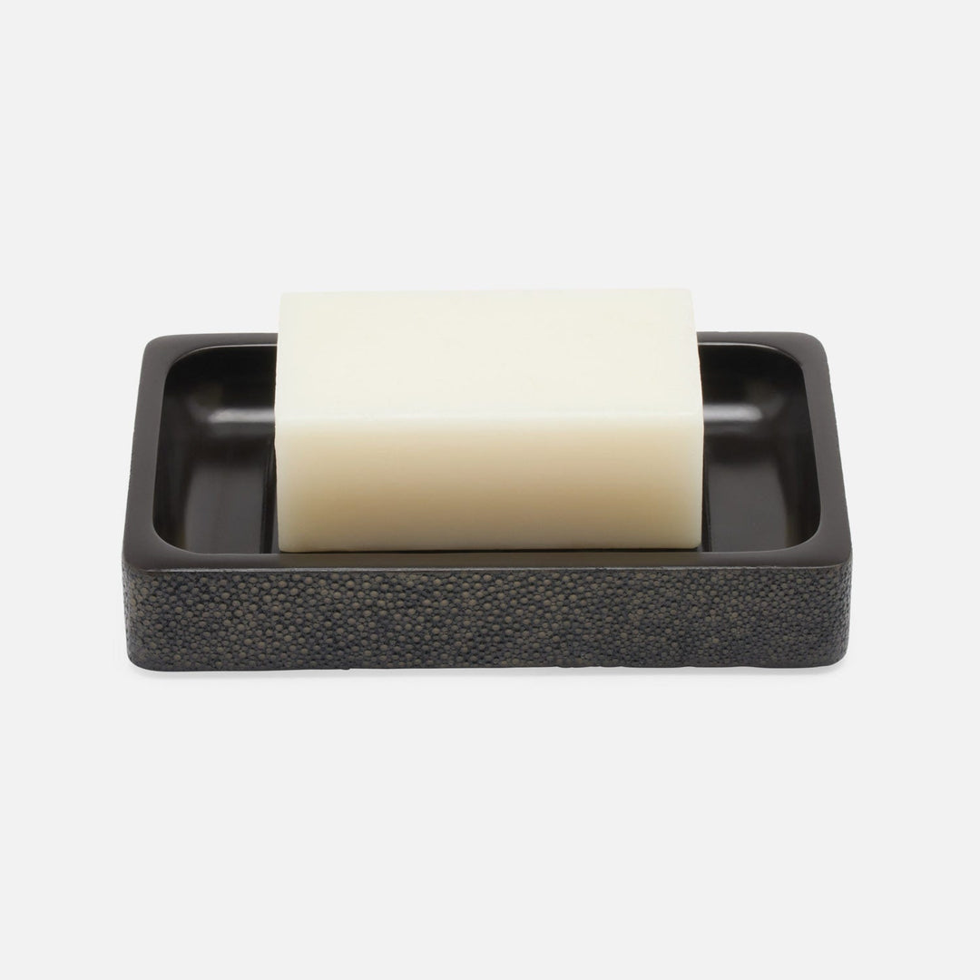 Tenby, Dark Mushroom, Soap Dish, Rectangular Straight, Realistic Faux Shagreen