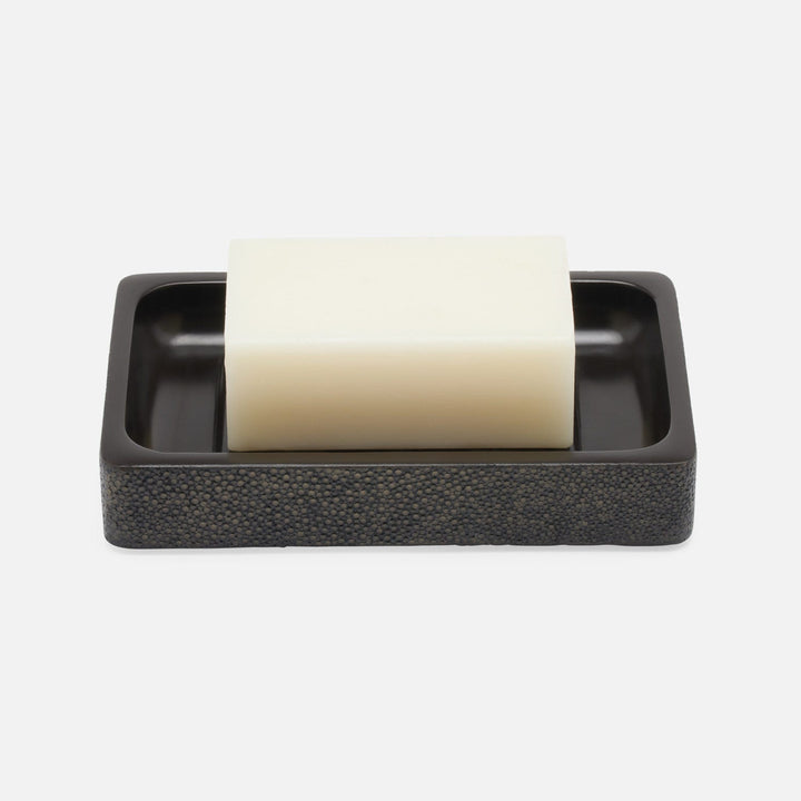Tenby, Dark Mushroom, Soap Dish, Rectangular Straight, Realistic Faux Shagreen