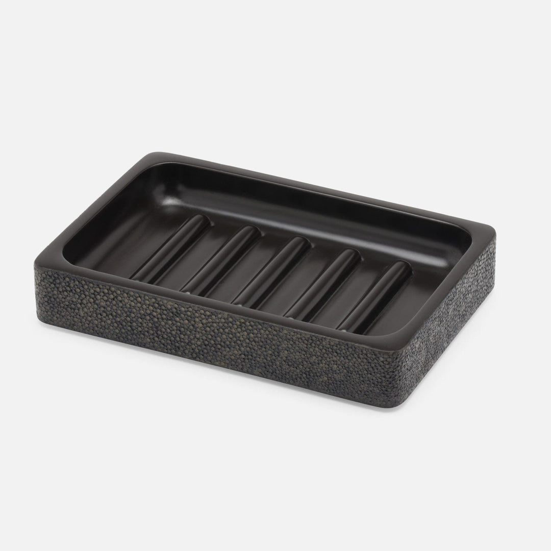 Tenby, Dark Mushroom, Soap Dish, Rectangular Straight, Realistic Faux Shagreen