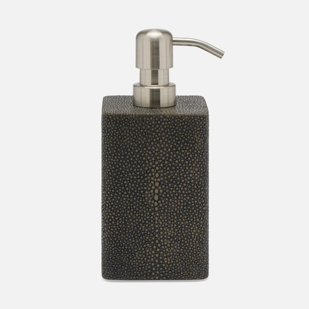 Tenby, Dark Mushroom, Soap Pump, Square Straight, Realistic Faux Shagreen