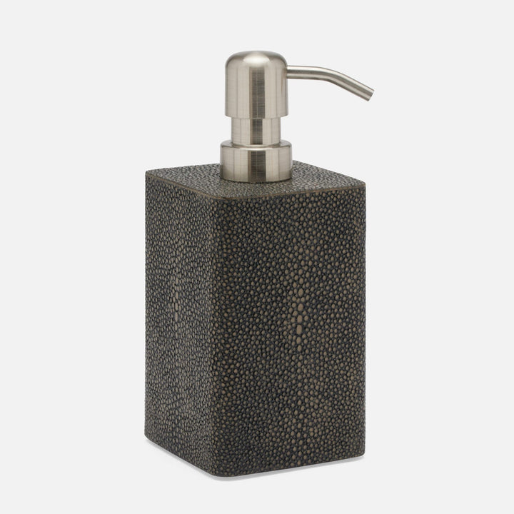 Tenby, Dark Mushroom, Soap Pump, Square Straight, Realistic Faux Shagreen