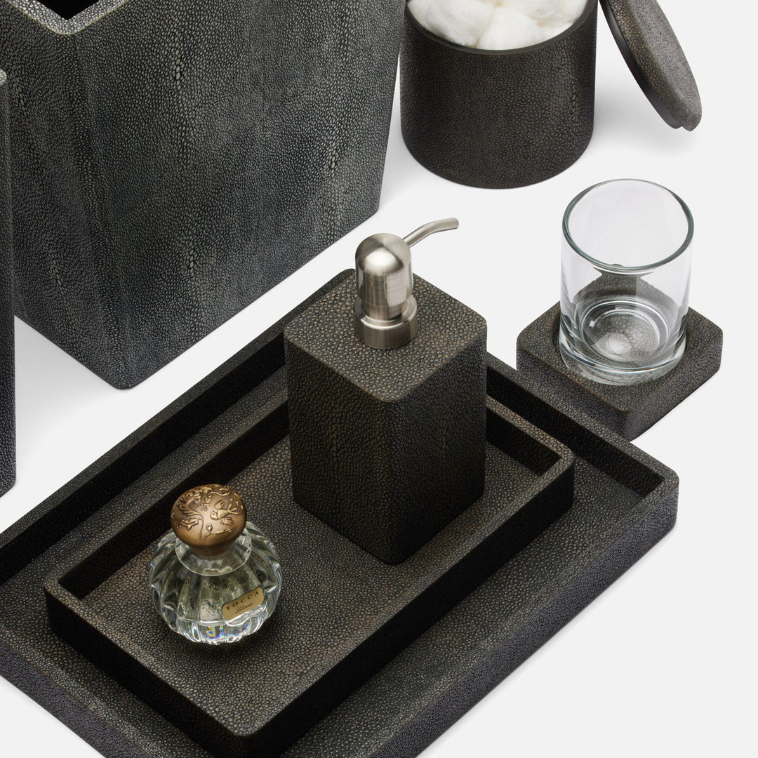Tenby, Dark Mushroom, Soap Pump, Square Straight, Realistic Faux Shagreen