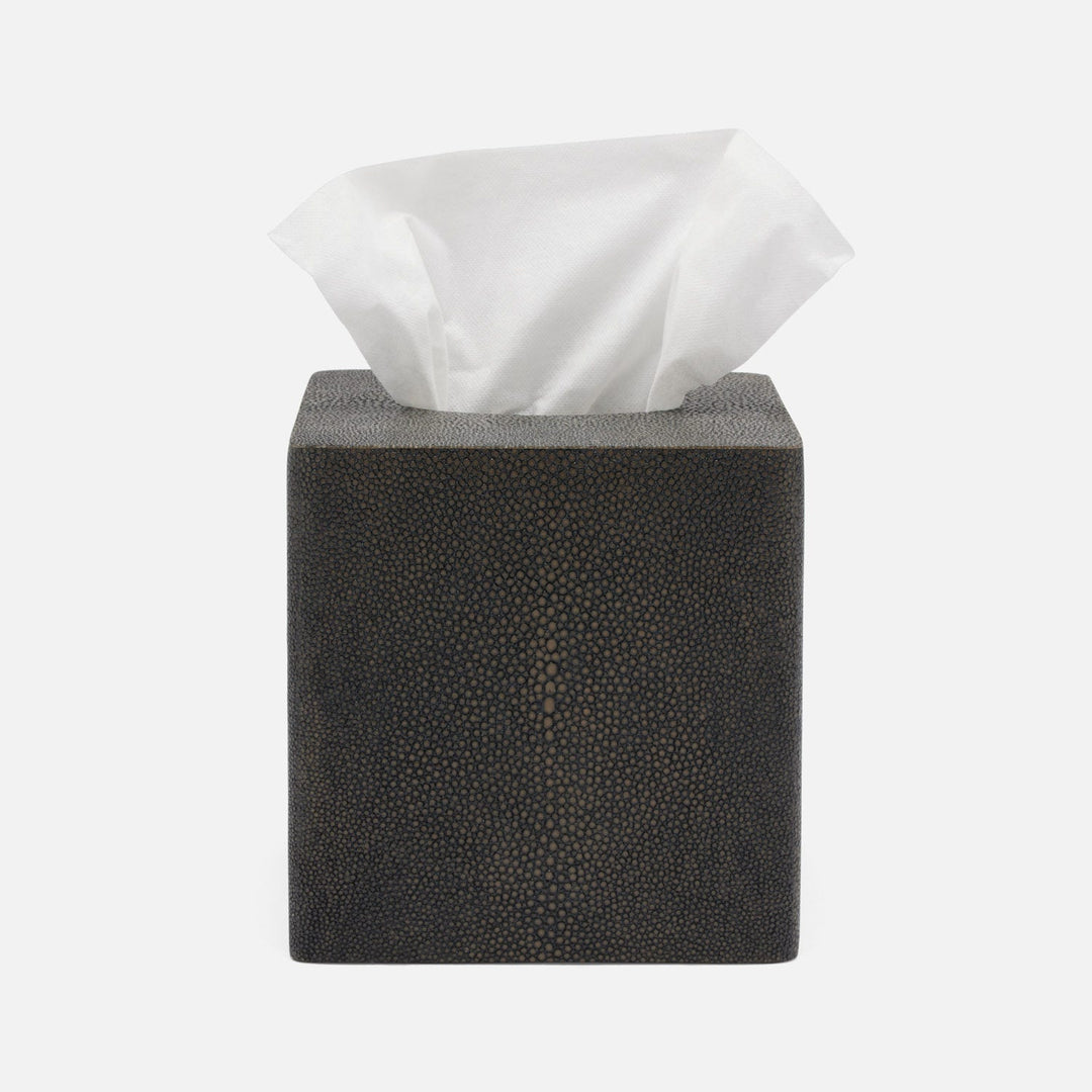 Tenby, Dark Mushroom, Tissue Box, Square Straight, Realistic Faux Shagreen