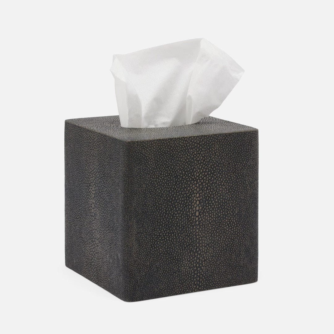 Tenby, Dark Mushroom, Tissue Box, Square Straight, Realistic Faux Shagreen