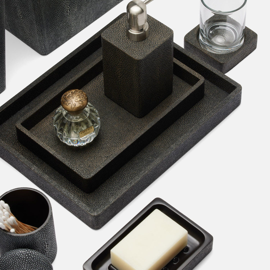 Tenby, Dark Mushroom, Nested Trays, Rectangular Straight, Realistic Faux Shagreen, S/2
