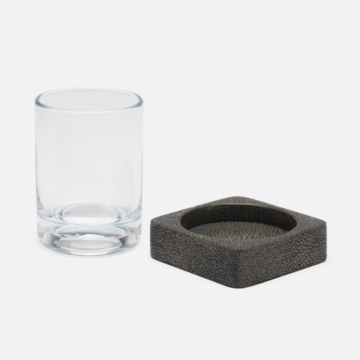 Tenby, Dark Mushroom, Tumbler Set, Square Straight, Realistic Faux Shagreen, M/2