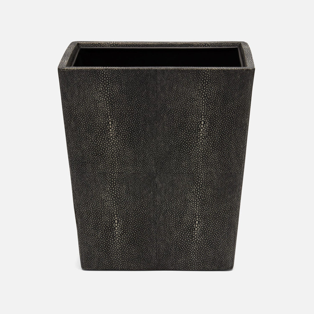 Tenby, Dark Mushroom, Wastebasket, Rectangular Tapered, Realistic Faux Shagreen