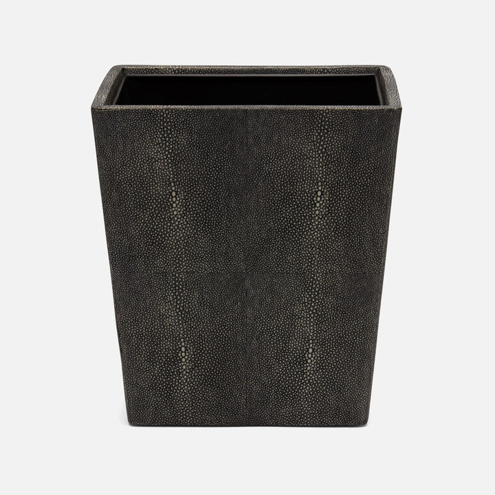 Tenby, Dark Mushroom, Wastebasket, Rectangular Tapered, Realistic Faux Shagreen
